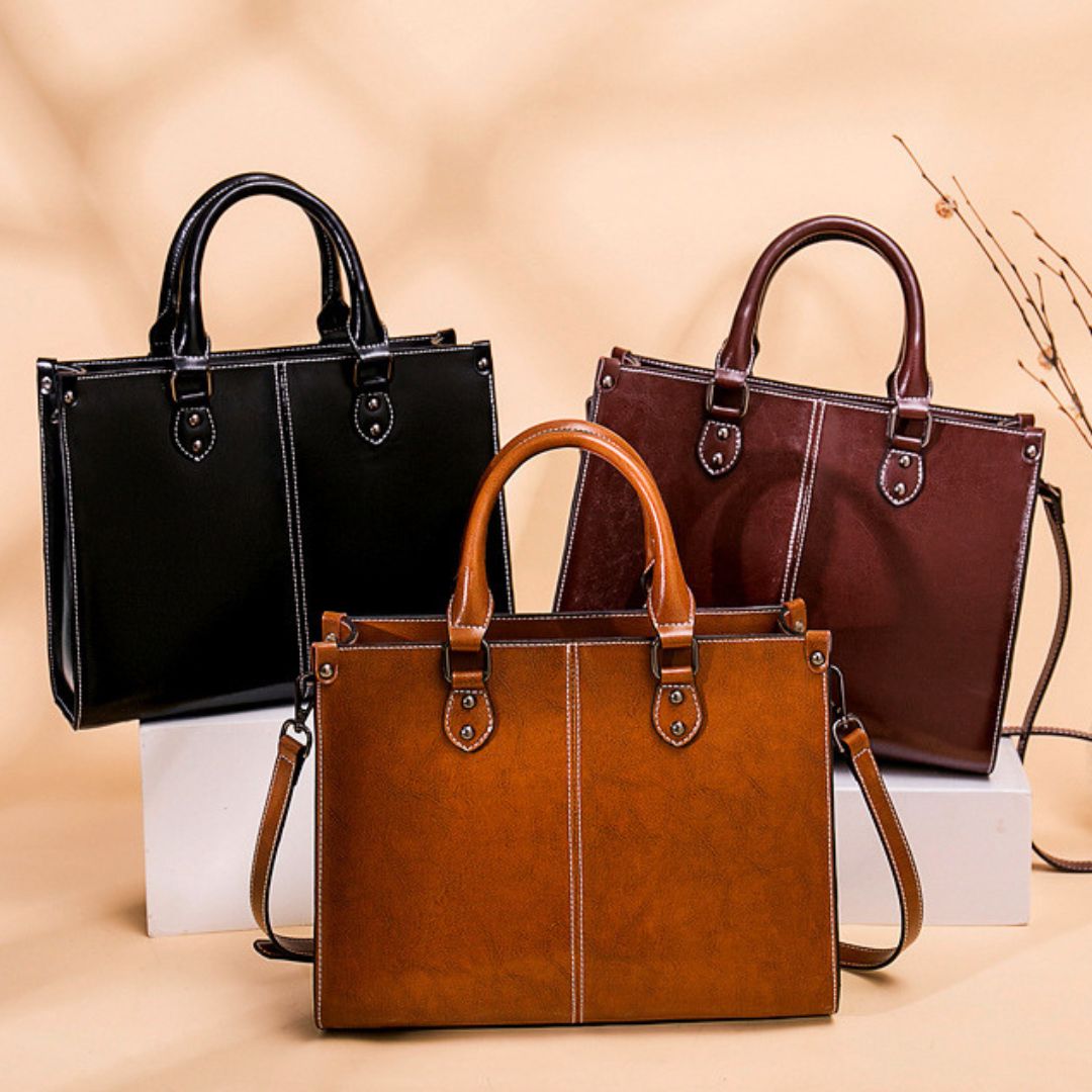 Stylish Oil Wax Stitching Genuine Leather Women's Bag