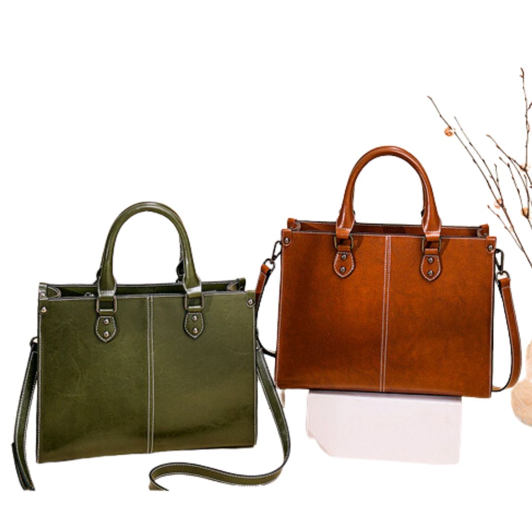 Stylish Oil Wax Stitching Genuine Leather Women's Bag