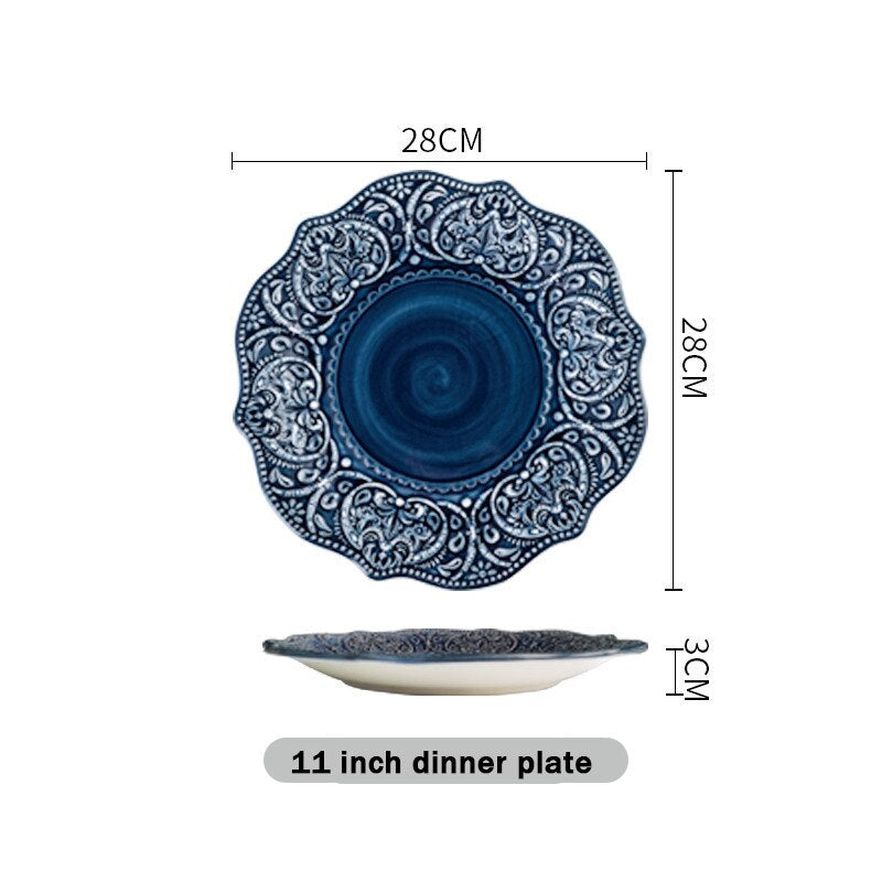 Blue Retro Ceramic Dinner Sets