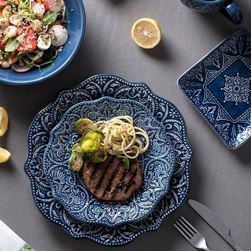 Blue Retro Ceramic Dinner Sets