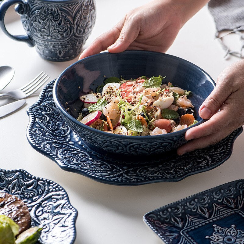 Blue Retro Ceramic Dinner Sets