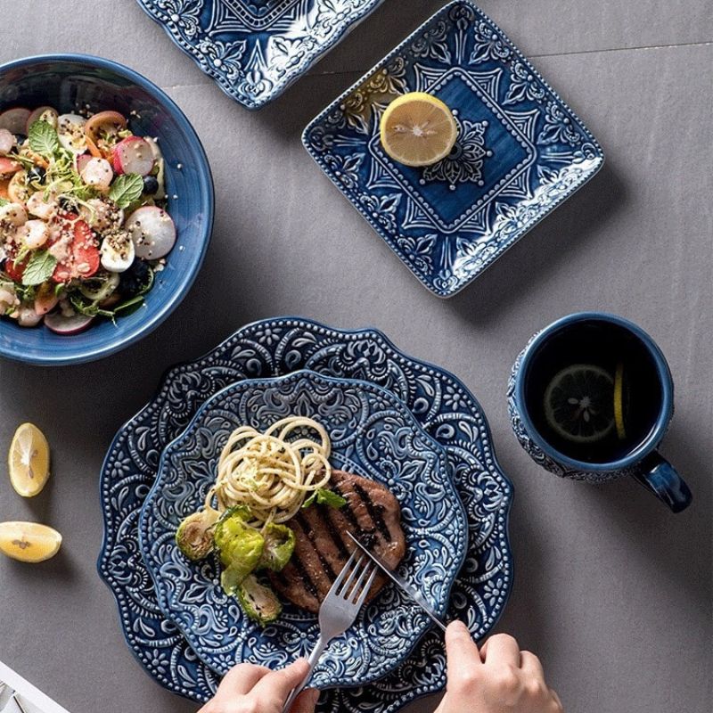 Blue Retro Ceramic Dinner Sets