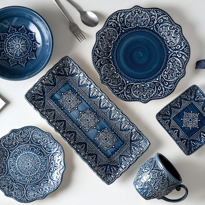 Blue Retro Ceramic Dinner Sets