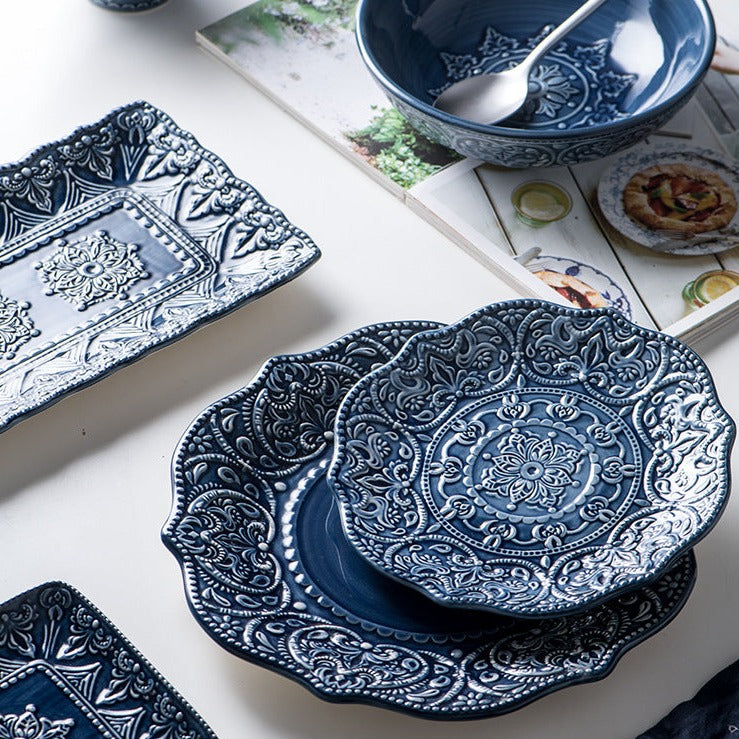 Blue Retro Ceramic Dinner Sets