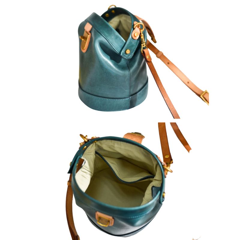 Handmade Genuine Leather Retro Bucket Bag