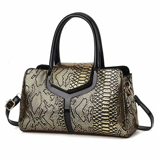 Snake Skin Pattern Luxury Boston Bag