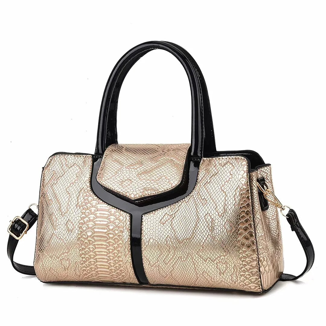 Snake Skin Pattern Luxury Boston Bag