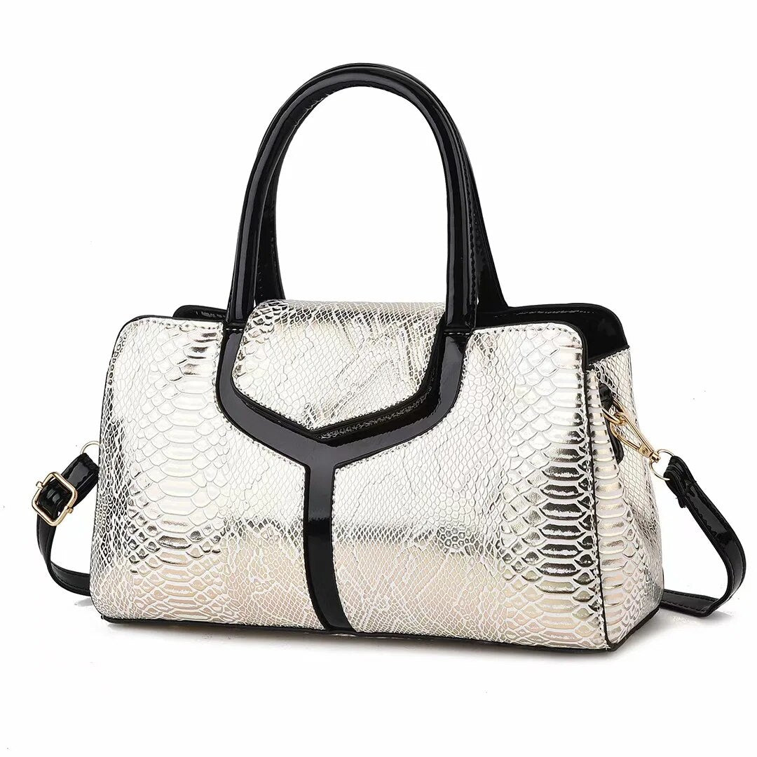 Snake Skin Pattern Luxury Boston Bag