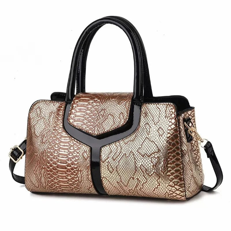 Snake Skin Pattern Luxury Boston Bag