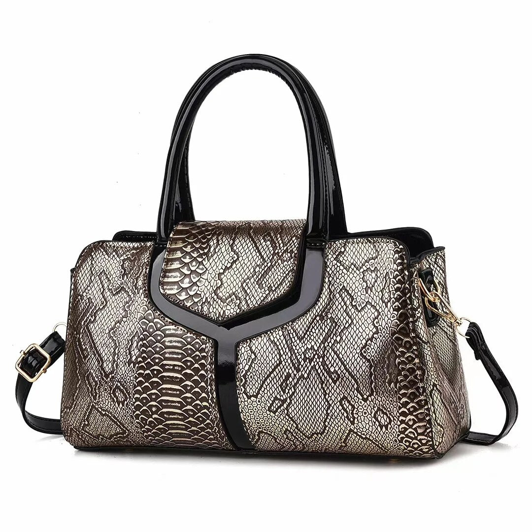 Snake Skin Pattern Luxury Boston Bag