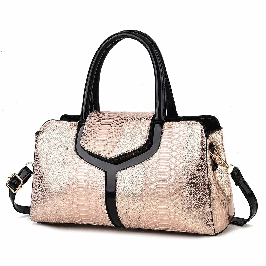 Snake Skin Pattern Luxury Boston Bag