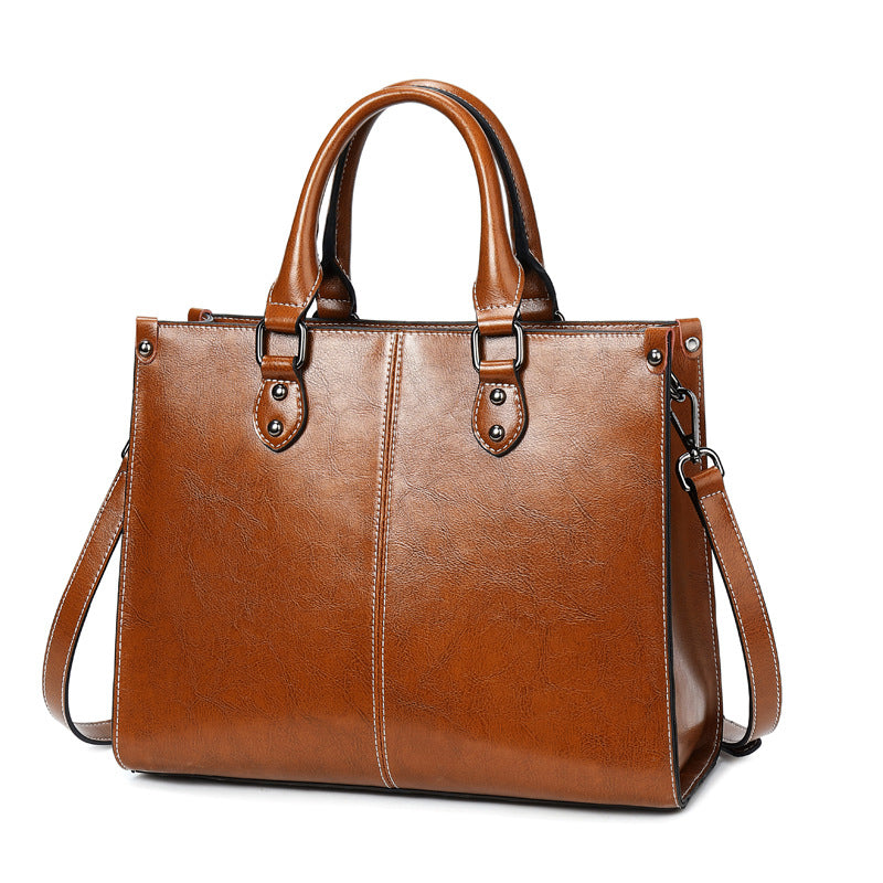 Stylish Oil Wax Stitching Genuine Leather Women's Bag – Sprinset