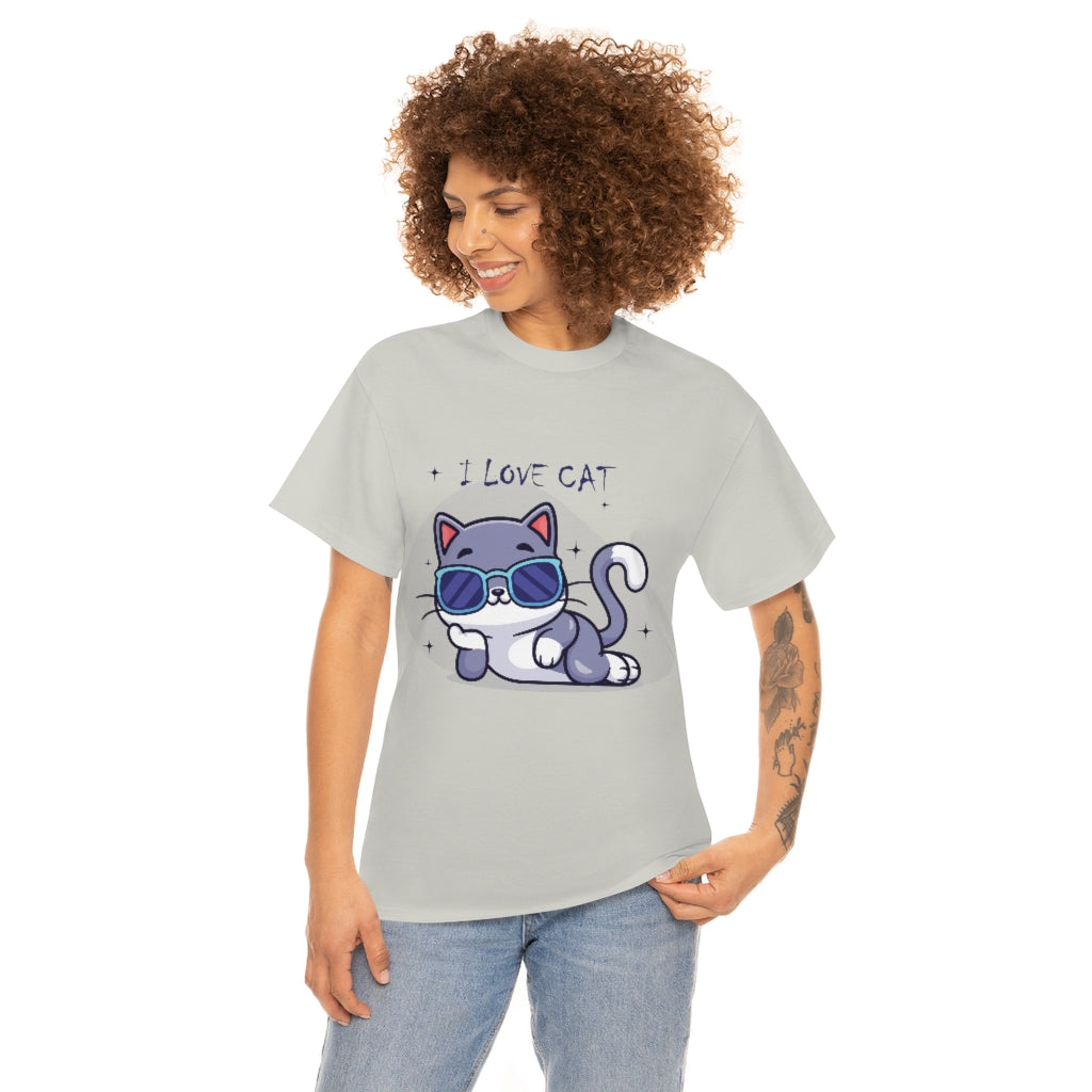 Cat Design Unisex Heavy Cotton Tee