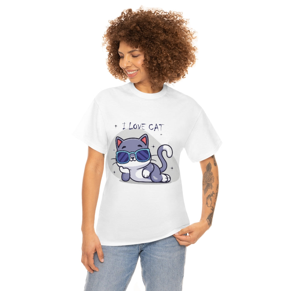 Cat Design Unisex Heavy Cotton Tee