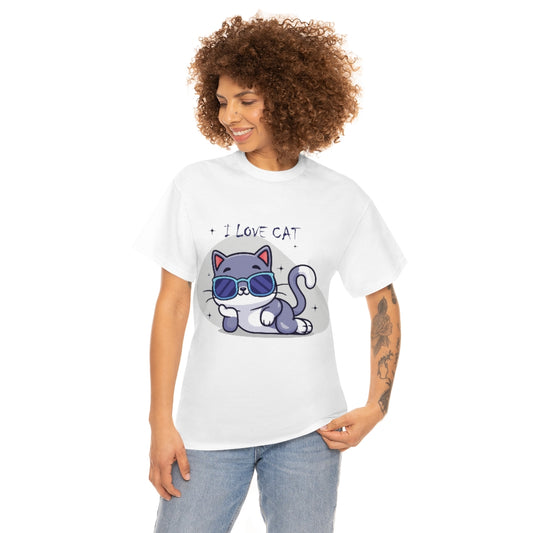 Cat Design Unisex Heavy Cotton Tee