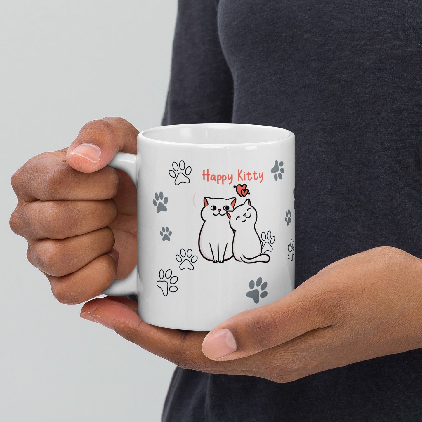 Happy Kitty White glossy mug