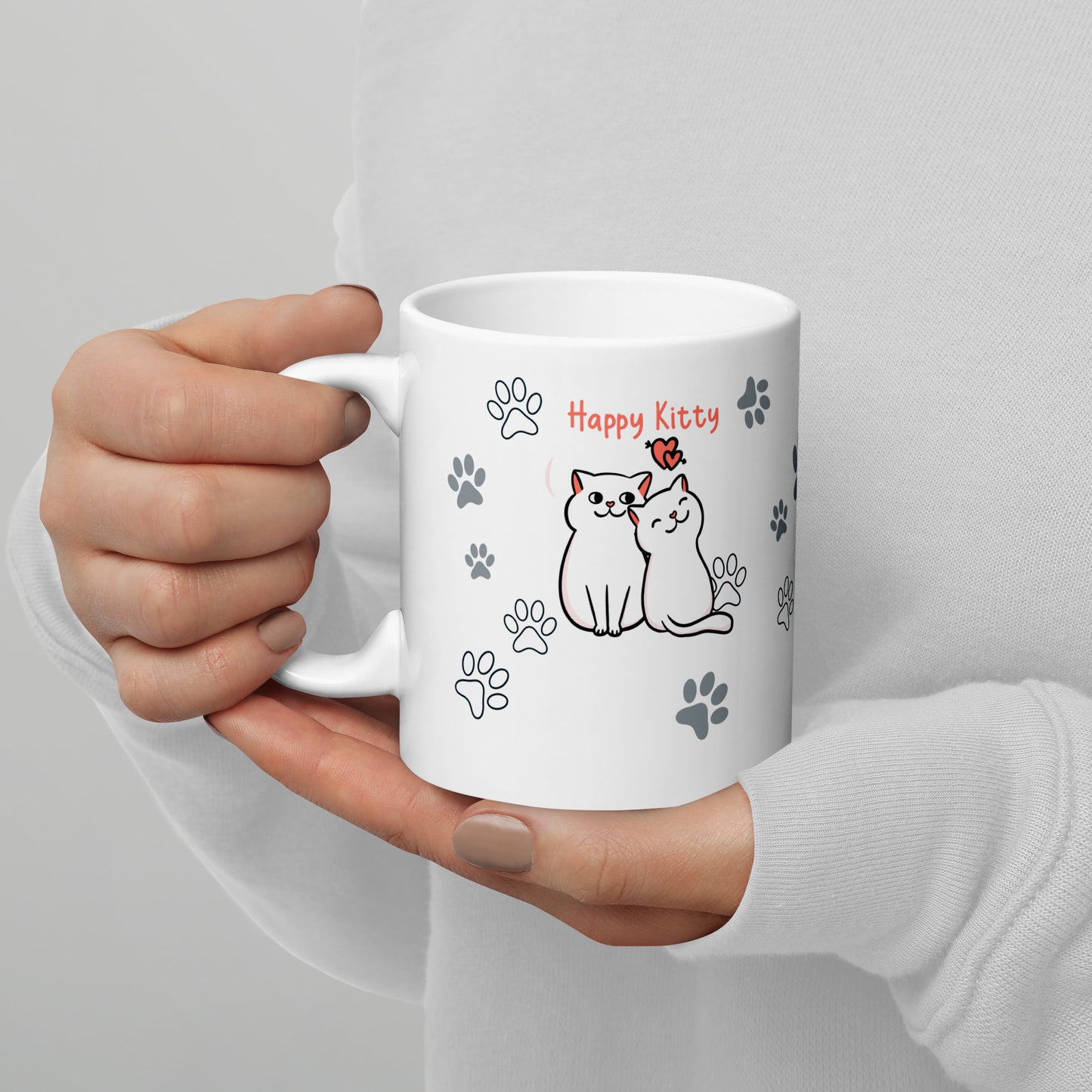 Happy Kitty White glossy mug