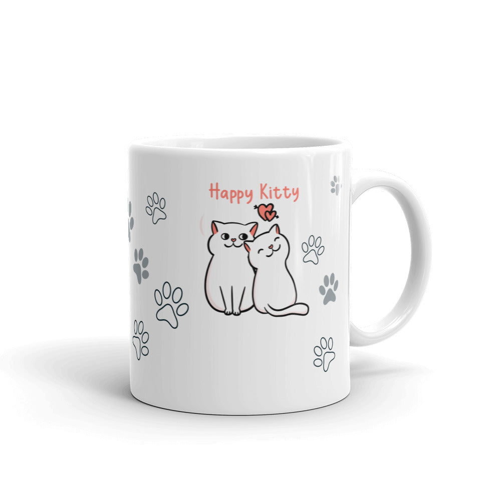 Happy Kitty White glossy mug