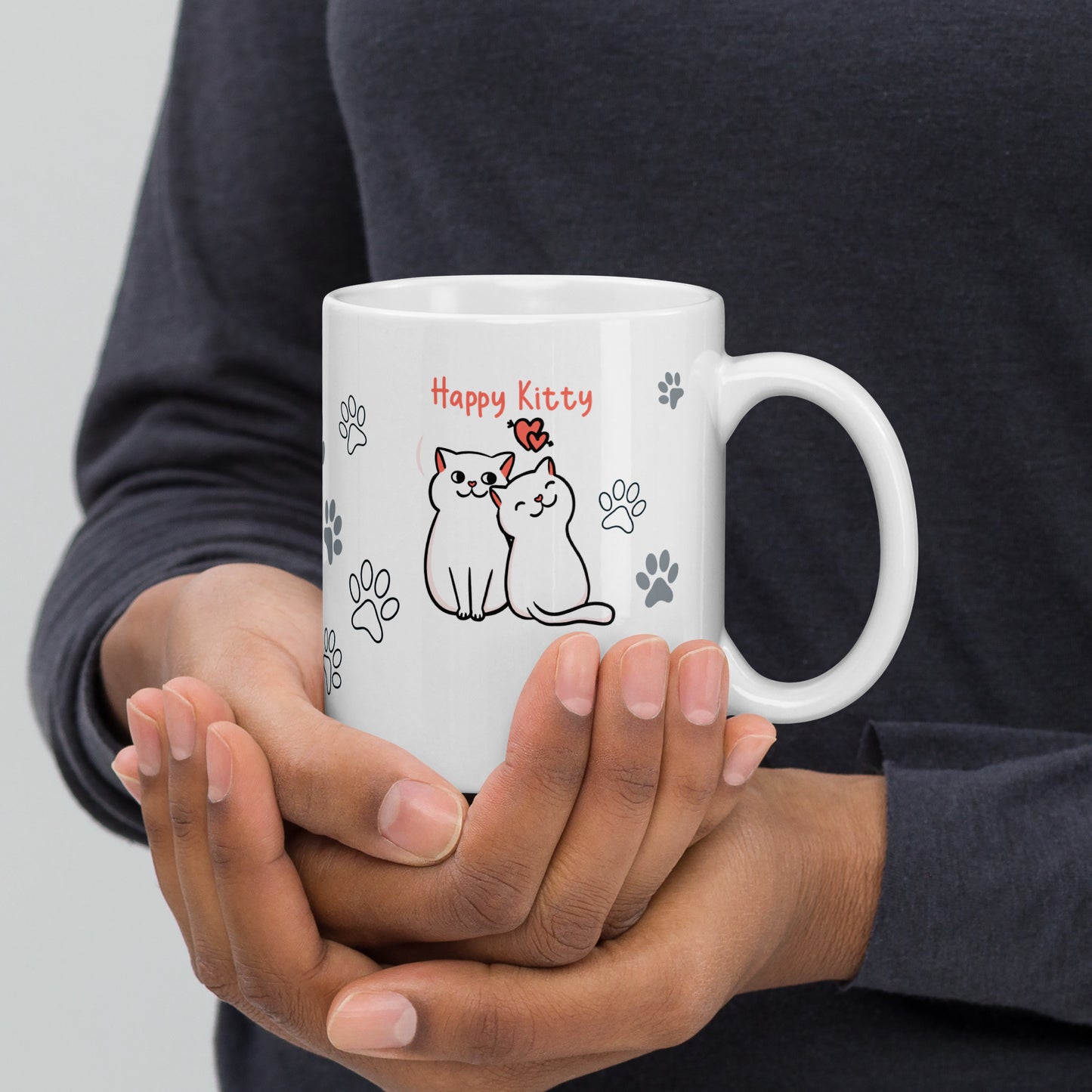 Happy Kitty White glossy mug