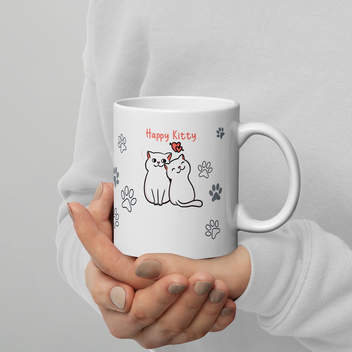 Happy Kitty White glossy mug