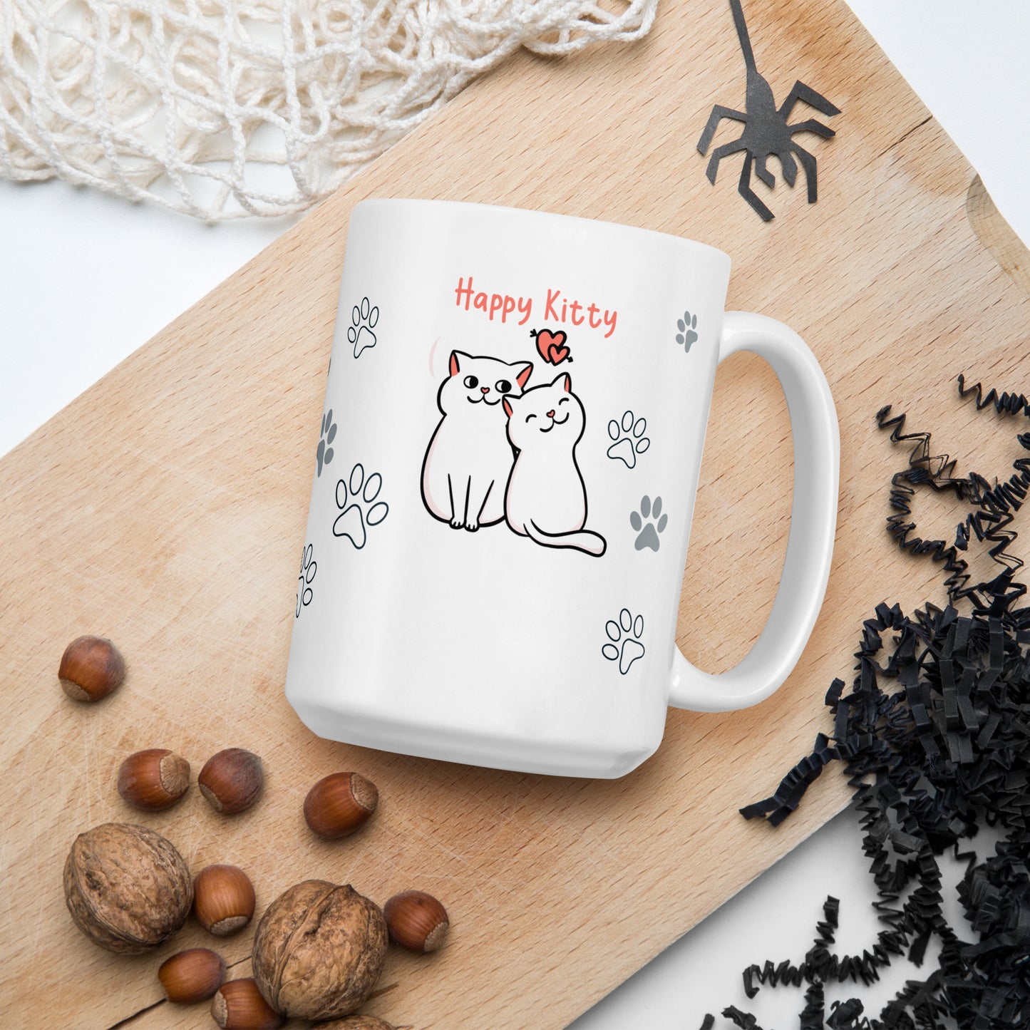 Happy Kitty White glossy mug