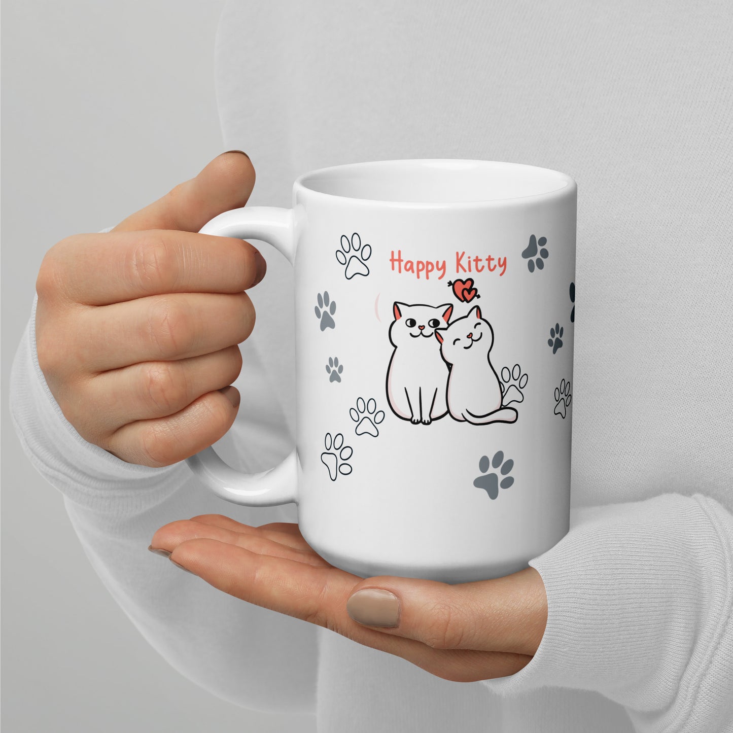 Happy Kitty White glossy mug