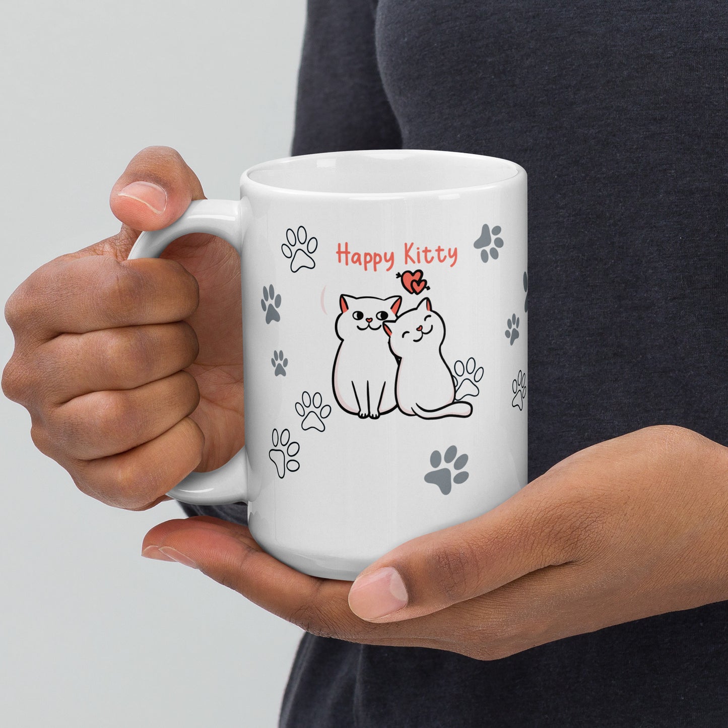 Happy Kitty White glossy mug