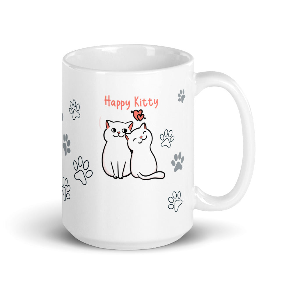 Happy Kitty White glossy mug