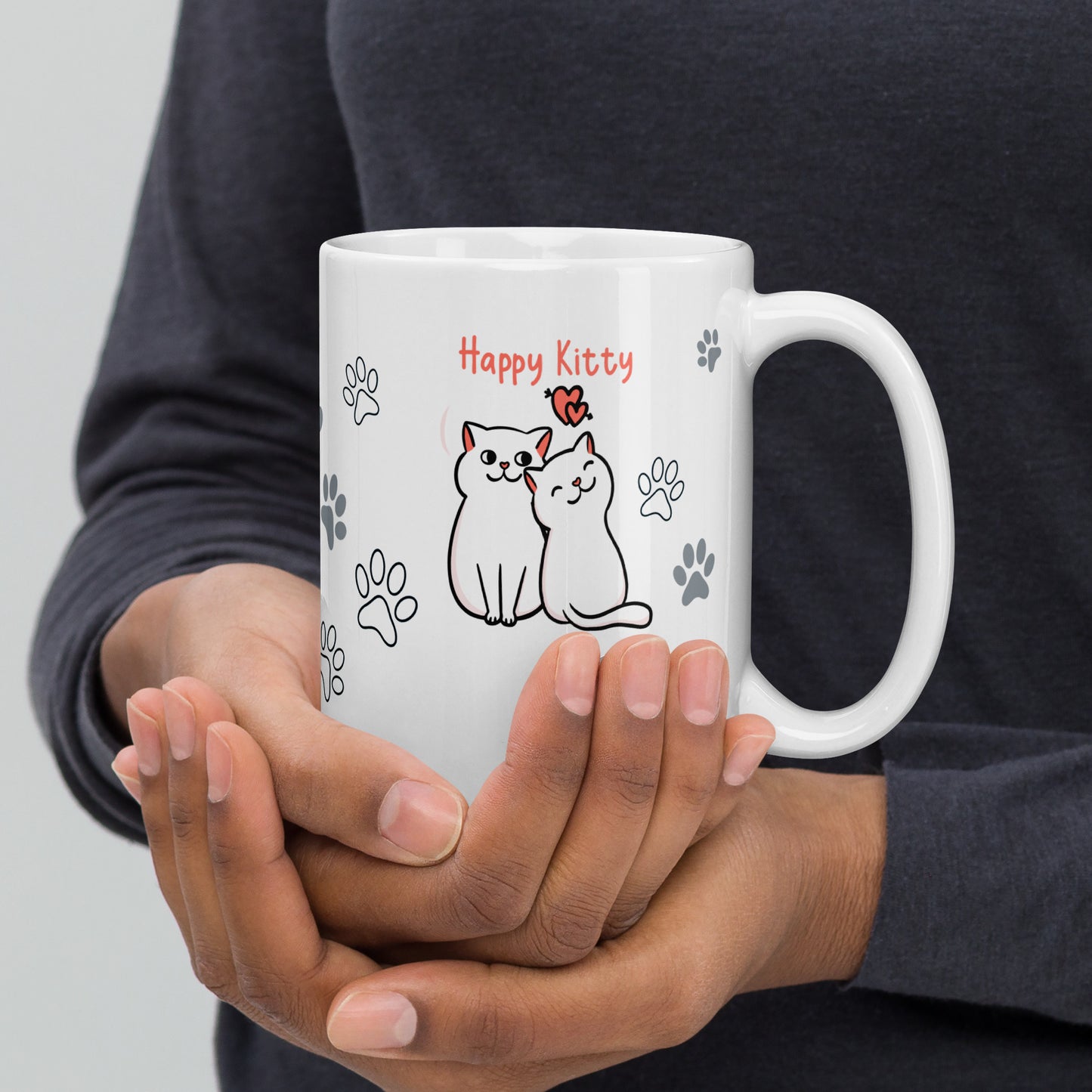 Happy Kitty White glossy mug