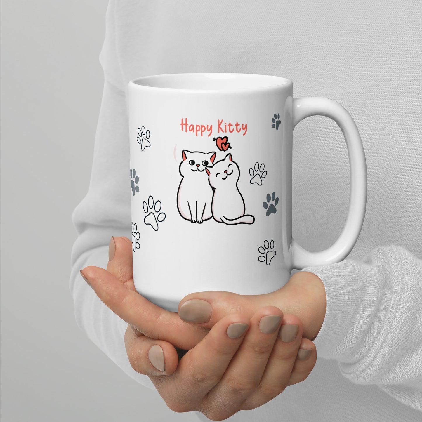 Happy Kitty White glossy mug